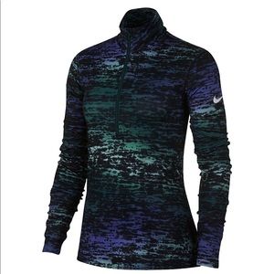 NIKE PRO Warm Dri-Fit Long Sleeve Half Zip BaseLayer in Ink Stripe Women’s Small
